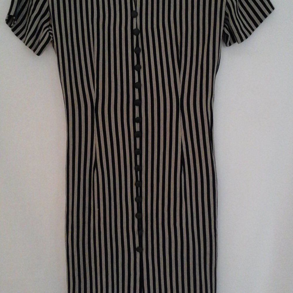 Women's Black and Tan Striped Dress